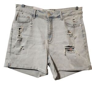 Judy Blue Tribal Patch Denim Shorts Distressed 2XL Style 150137 High Waist New